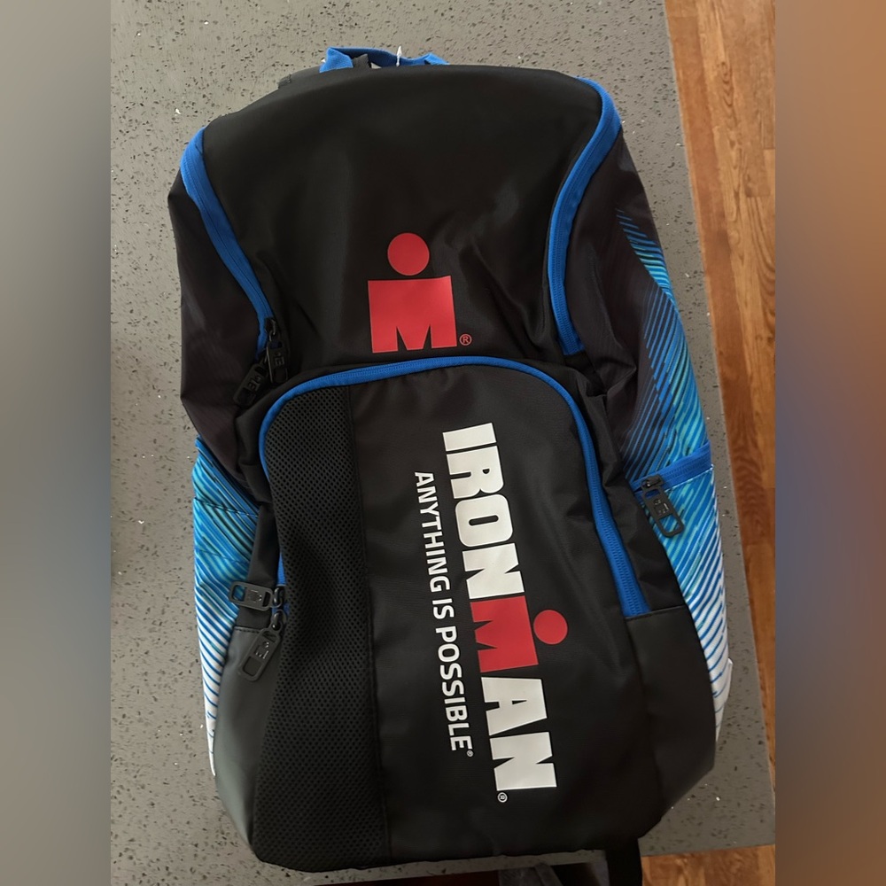 Iron Man Black and Blue Backpack with Red Logo